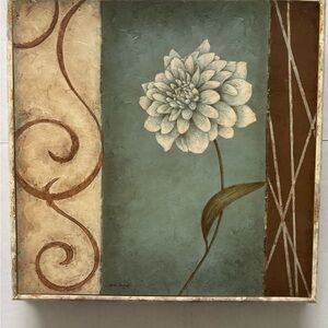 Source Unknown Floral Art Print in Cream and Brown